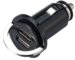 Allpa mini-USB-charger, 12-24A / 2,1A (2x USB poort)
